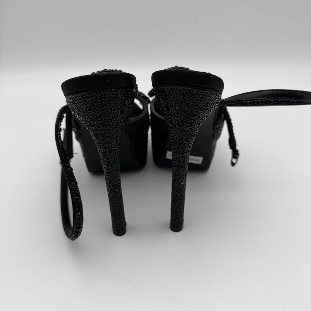 Steve‎ Madden Black Crystal Platform Ankle-Strap Sandals